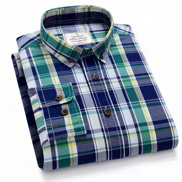 Pure cotton classic plaid British casual fashion shirt