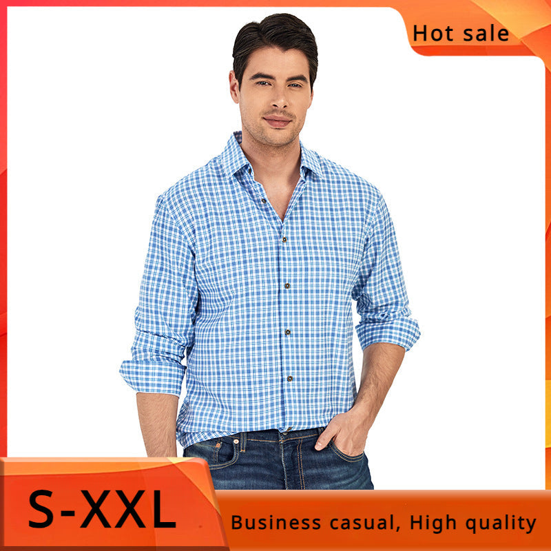 Men's Printed Long Sleeve Plaid Shirt