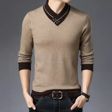 Thin solid color V-neck sweater