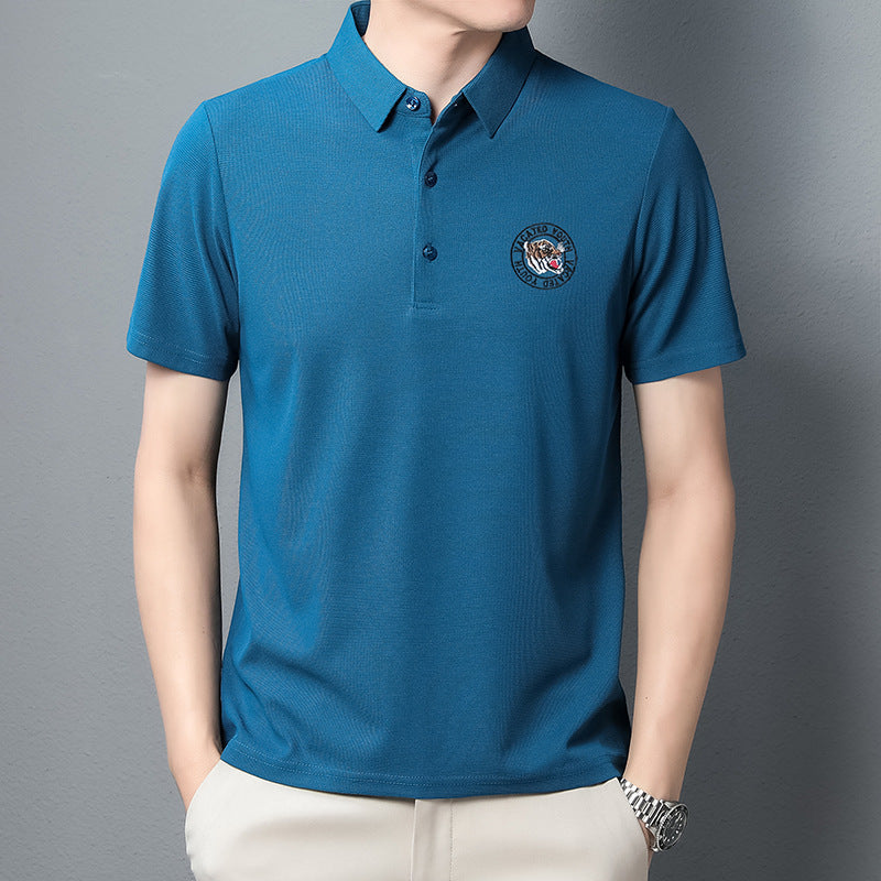 Men's Loose Casual Embroidered Polo Shirt