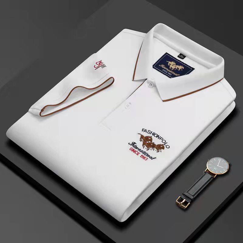 Cotton casual lapel polo shirt