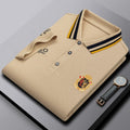 New Men's Business Casual Embroidered Lapel Polo Shirt