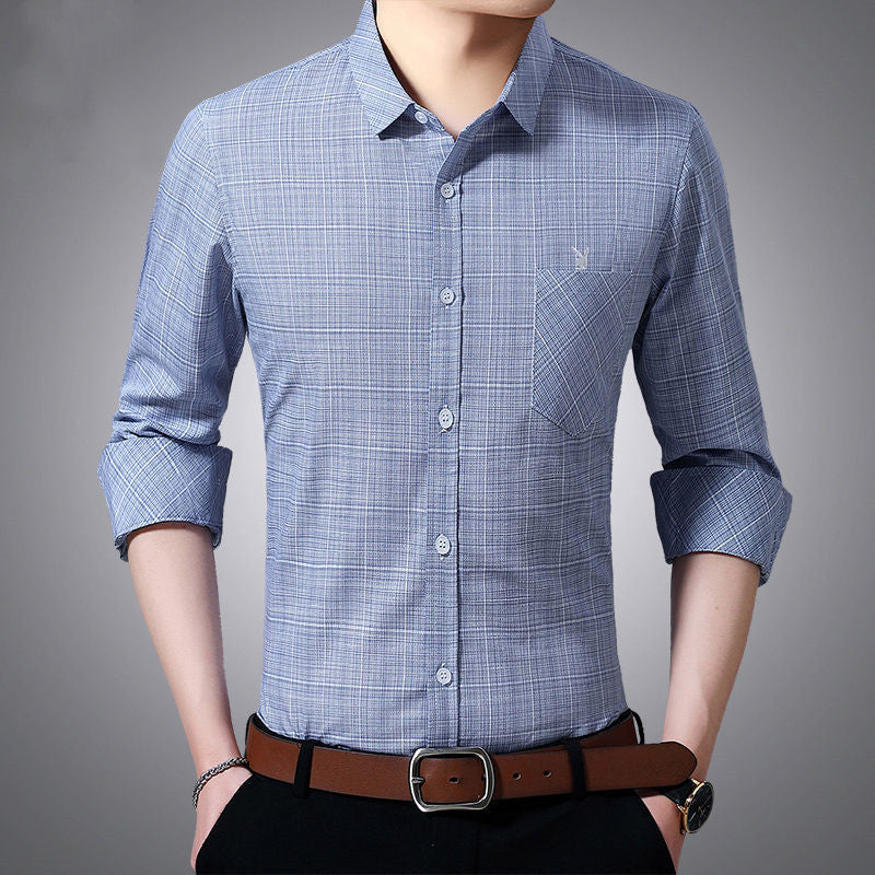 Men's Business Plaid Non-iron Shirt