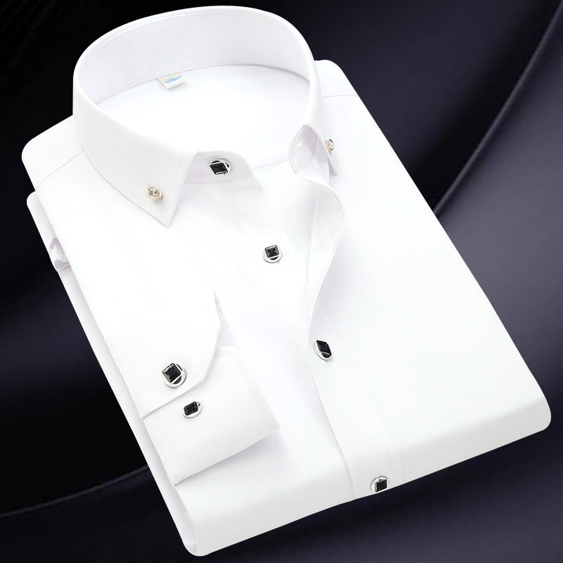 Men's Business Professional Diamond Button Casual Shirt