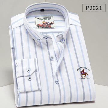 Cotton Plaid Business Embroidered Casual Shirt