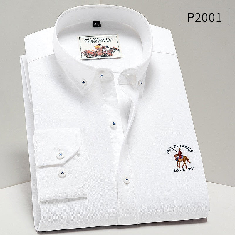 Cotton Plaid Business Embroidered Casual Shirt