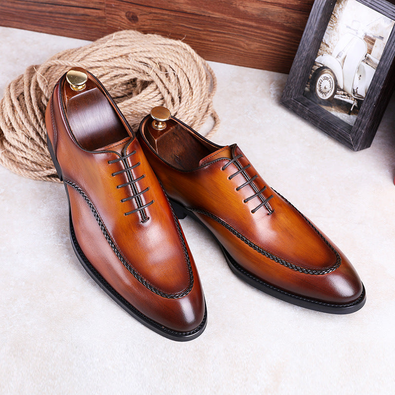 Men's Large Size Cowhide Elegant Business Formal Leather Shoes