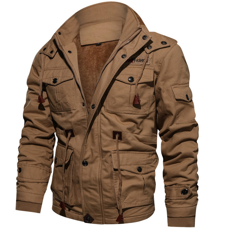 Men's Loose Stand Collar Hooded Jacket