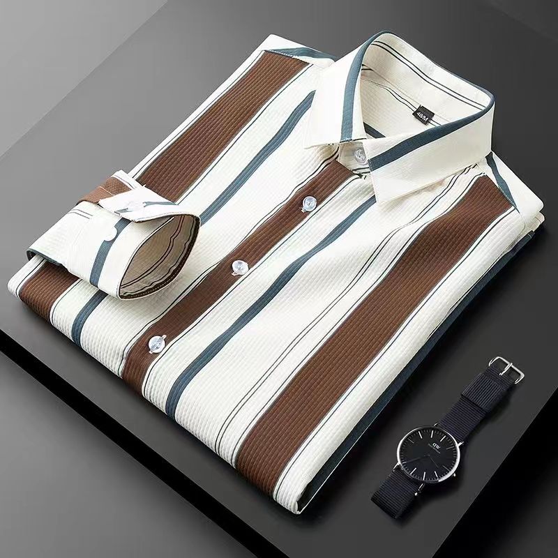 No-iron striped anti-wrinkle shirt