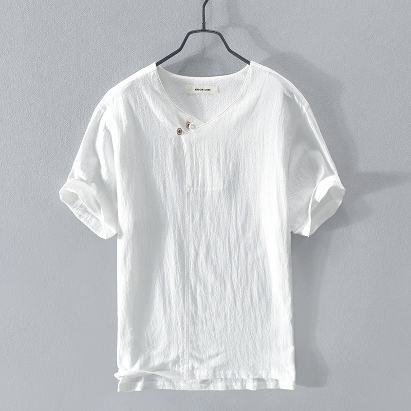 Cotton Linen Comfortable Loose Short-sleeved T-shirt