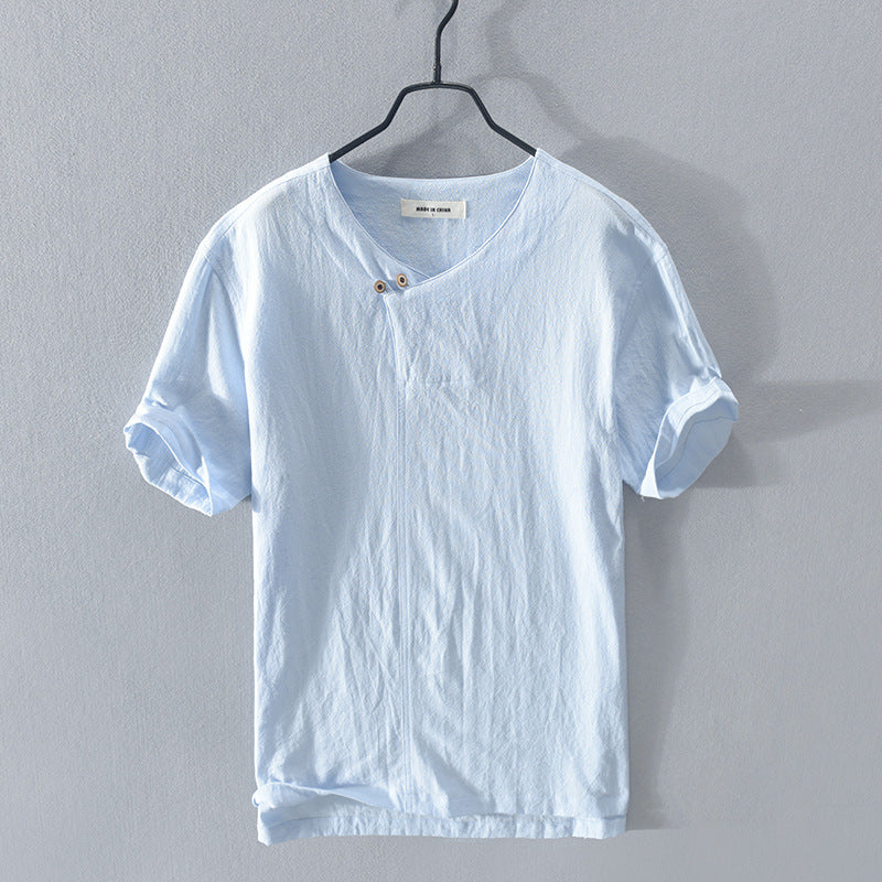 Cotton Linen Comfortable Loose Short-sleeved T-shirt