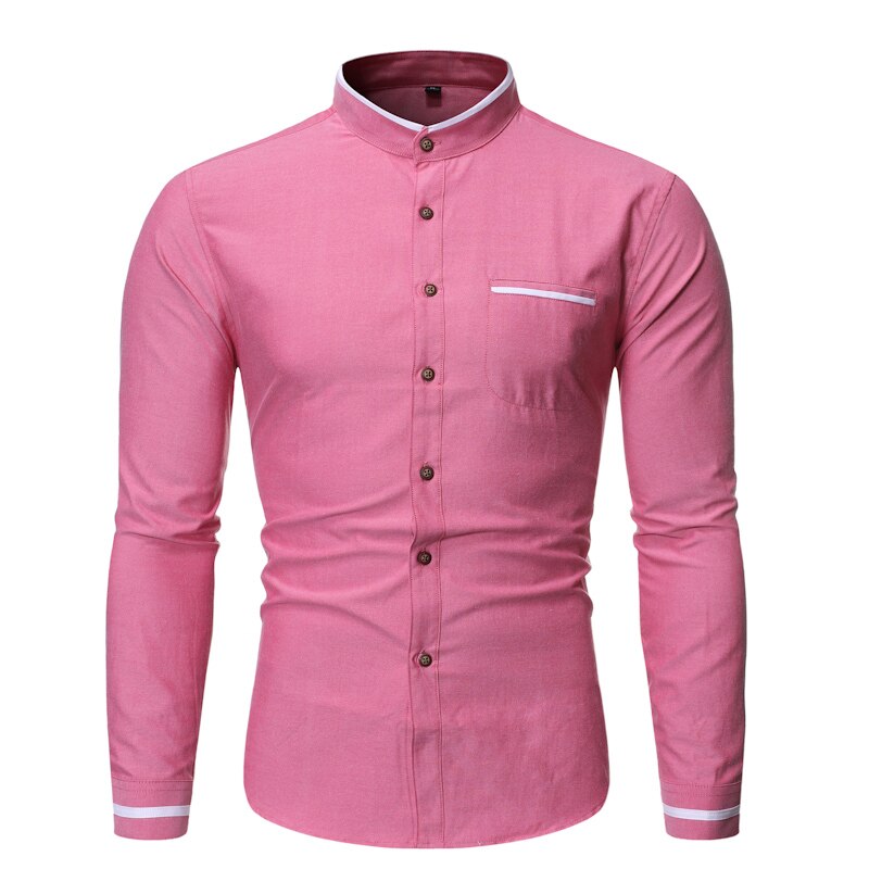 Casual Mandarin Collar Long Sleeve Shirt