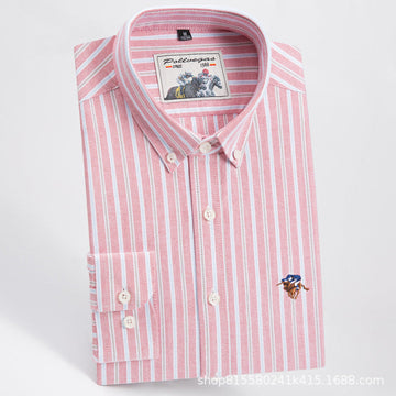 Men's Pure Cotton Business Casual Long-sleeved Striped Shirt