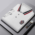 New Men's Business Casual Embroidered Lapel Polo Shirt