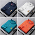 Men's Business Casual Embroidered Lapel Long Sleeve Polo Shirt