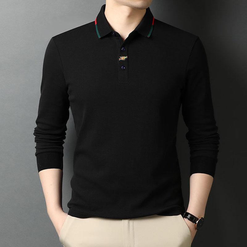 Autumn 100% cotton long-sleeved polo shirt