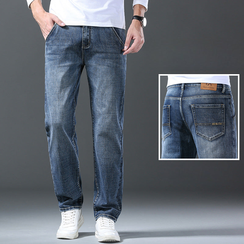 Men's Loose Straight High Quality Embroidered Jeans