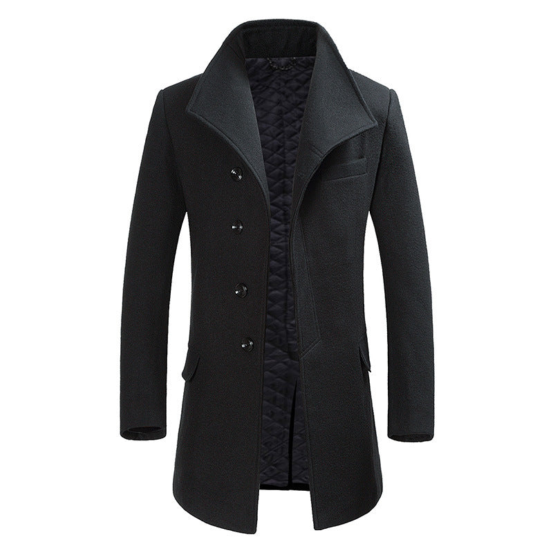 Men's Stand Collar Woolen Coat