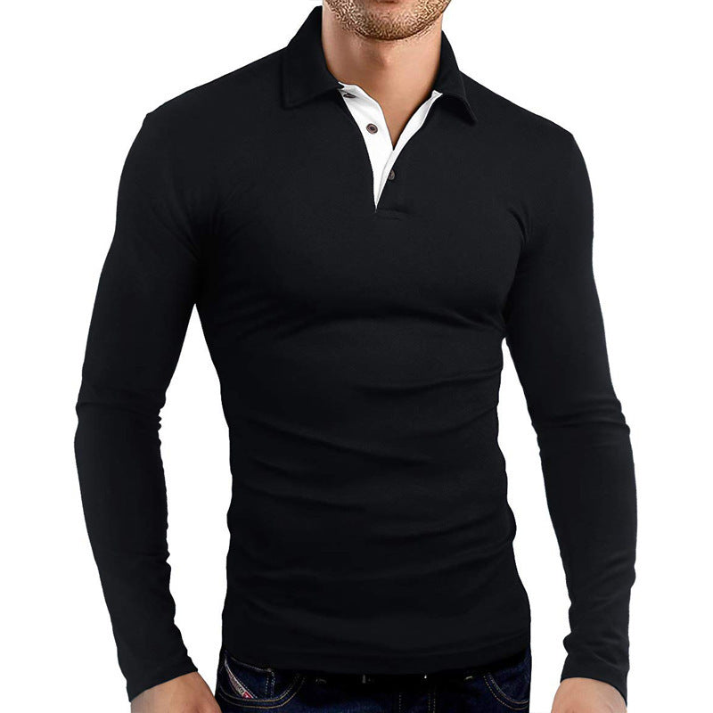 Men's Business Long Sleeve Lapel Polo Shirt