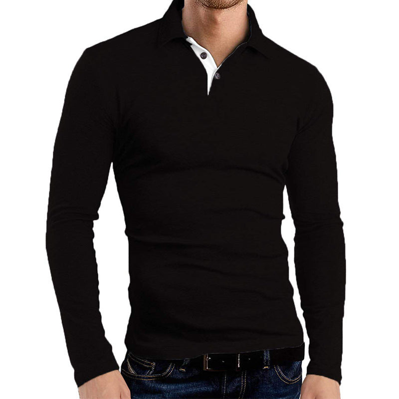 Men's Business Long Sleeve Lapel Polo Shirt