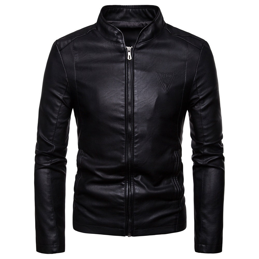 Men's Plus Size Casual All-Match Letter Leather Jacket