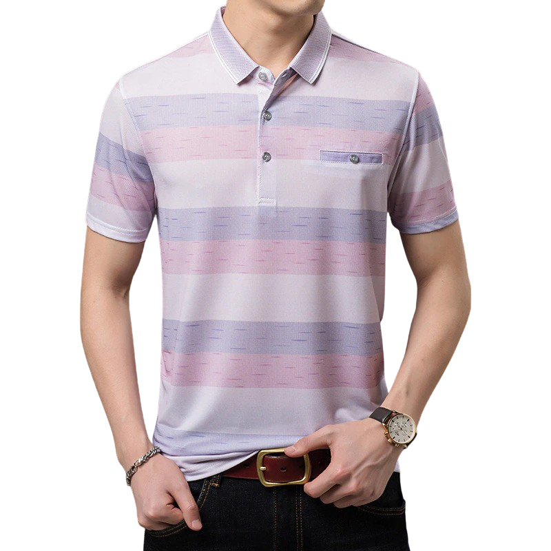 Striped Button Polo Shirt