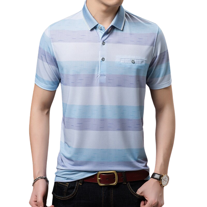 Striped Button Polo Shirt