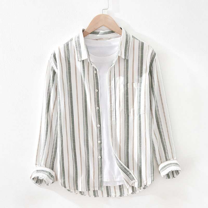 New Men's Striped Cotton Shirt