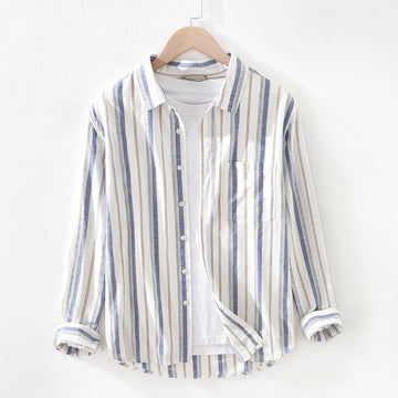 New Men's Striped Cotton Shirt