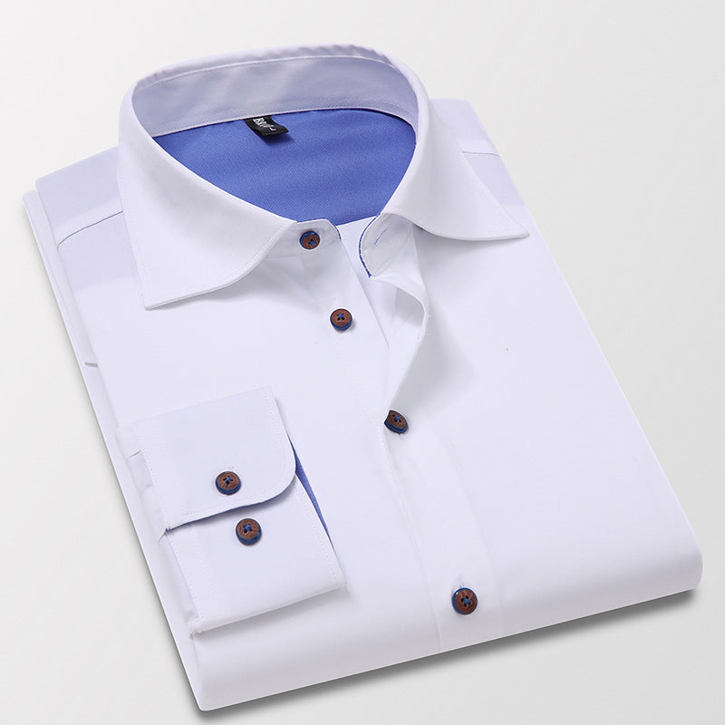 Non-iron business professional long-sleeved shirt