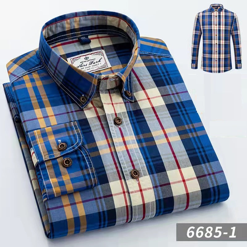 Cotton business plaid shirt