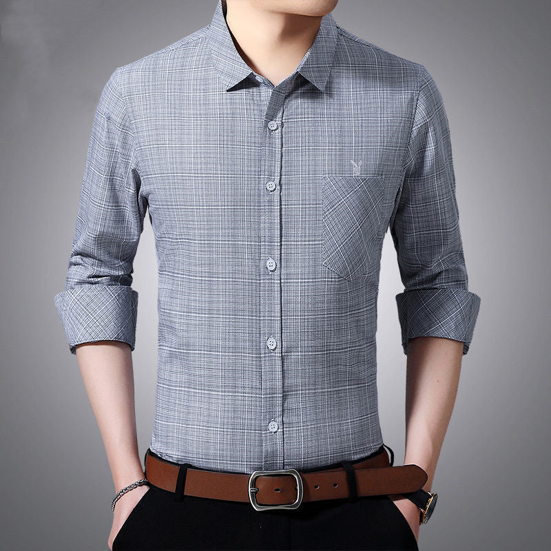 Men's Business Plaid Non-iron Shirt