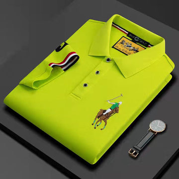 Embroidered Lapel Loose Polo Shirt (6 Colors)