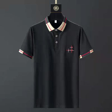 cotton lapel casual polo shirt