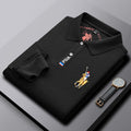 Men's Business Casual Embroidered Lapel Long Sleeve Polo Shirt