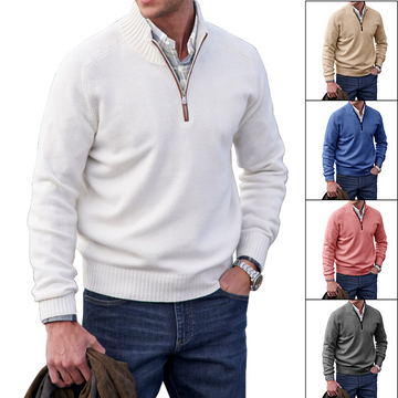 Men's Cashmere Zipper Basic Sweater