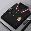 New Men's Business Casual Embroidered Lapel Polo Shirt