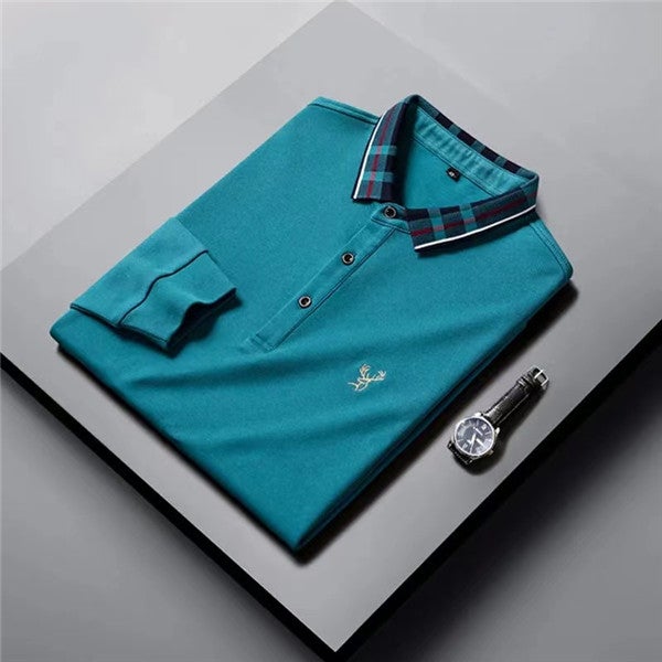 Elk embroidered cotton knit polo shirt [4 colors]