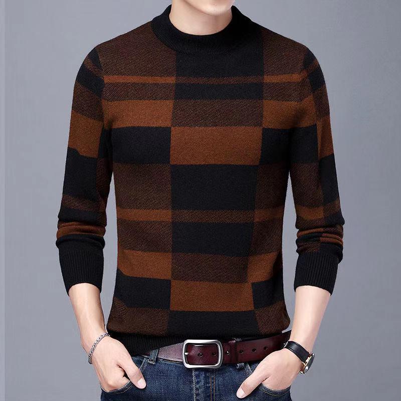 Men's Warm Check Cashmere Sweater [9 Colors]