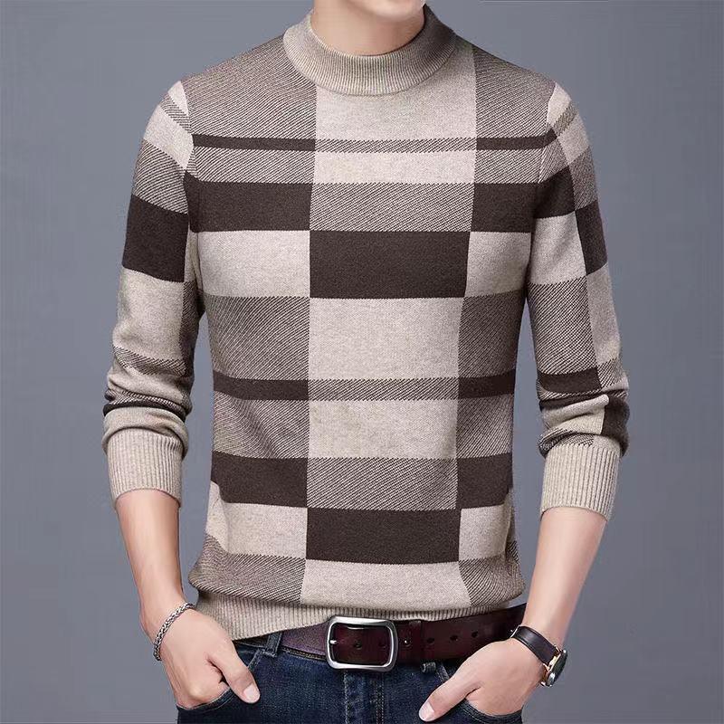 Men's Warm Check Cashmere Sweater [9 Colors]