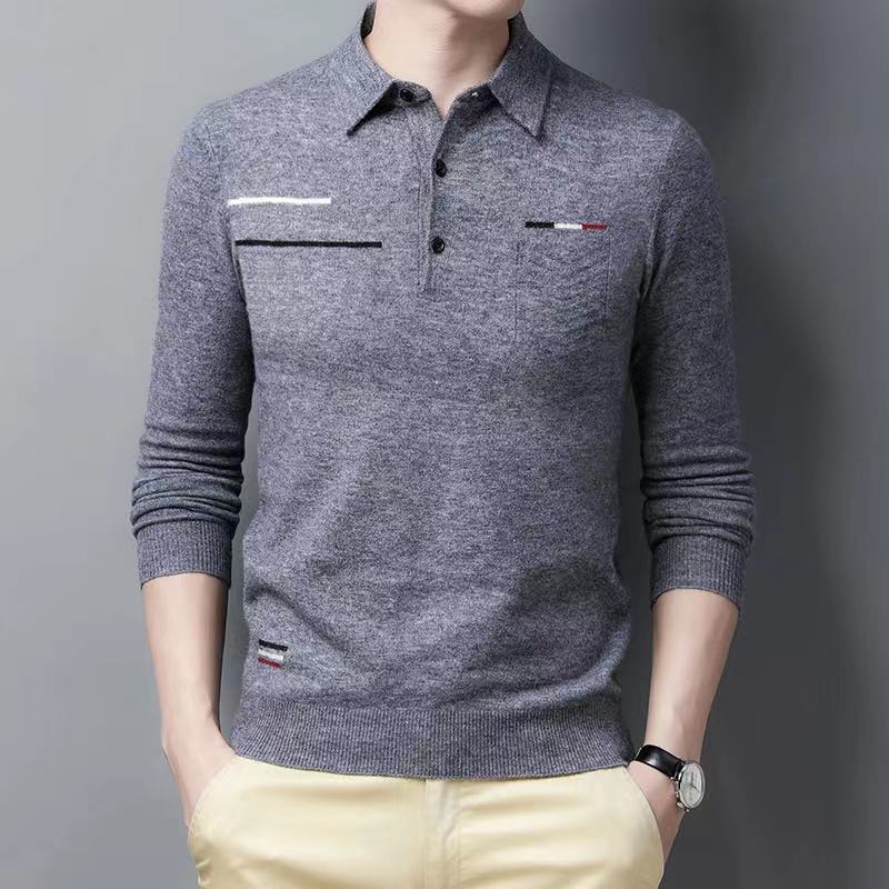 Men's Casual Wool Polo Sweater