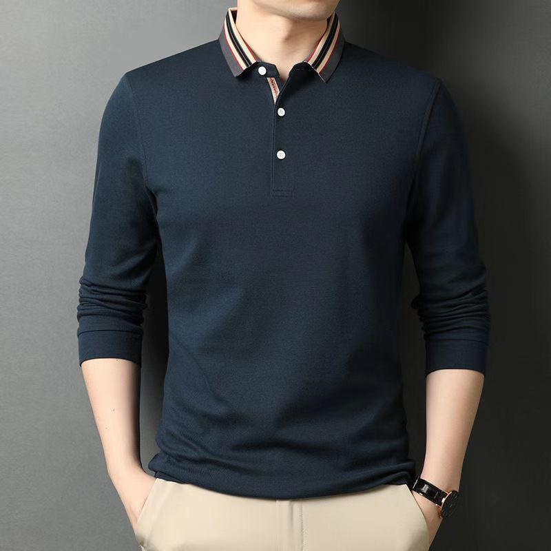 100% Cotton Striped Neckline Polo Shirt