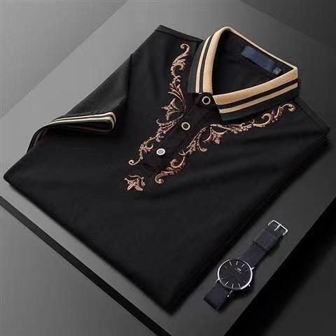 Embroidered Knit Short-sleeved Polo Shirt