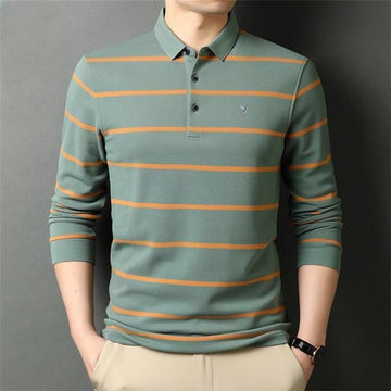 Cotton Striped Polo Shirt [10 Colors]