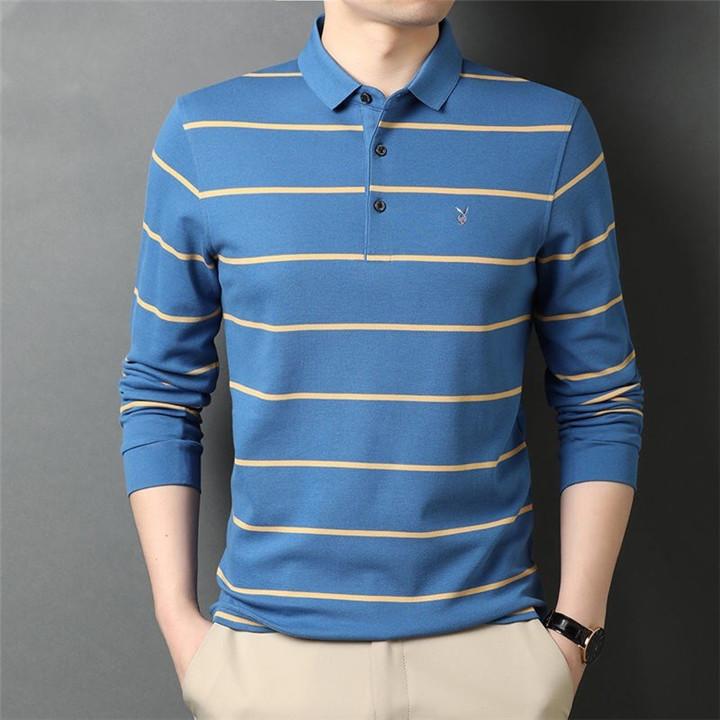 Cotton Striped Polo Shirt [10 Colors]