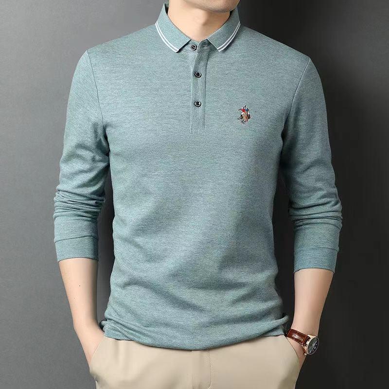 Men's Cotton Striped Embroidered Polo Shirt