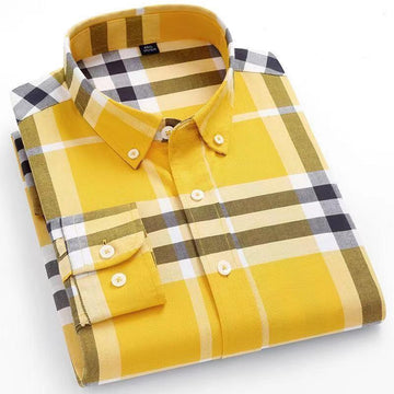 100% Cotton Business Casual Plaid Shirt