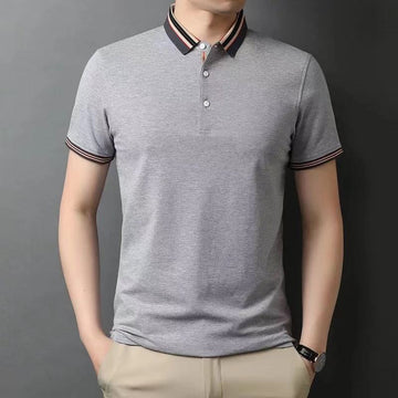 Simple Striped Lapel Polo Shirt