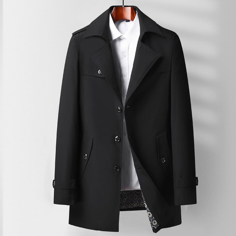 Men's Mid-length Business Casual Lapel Trench Coat