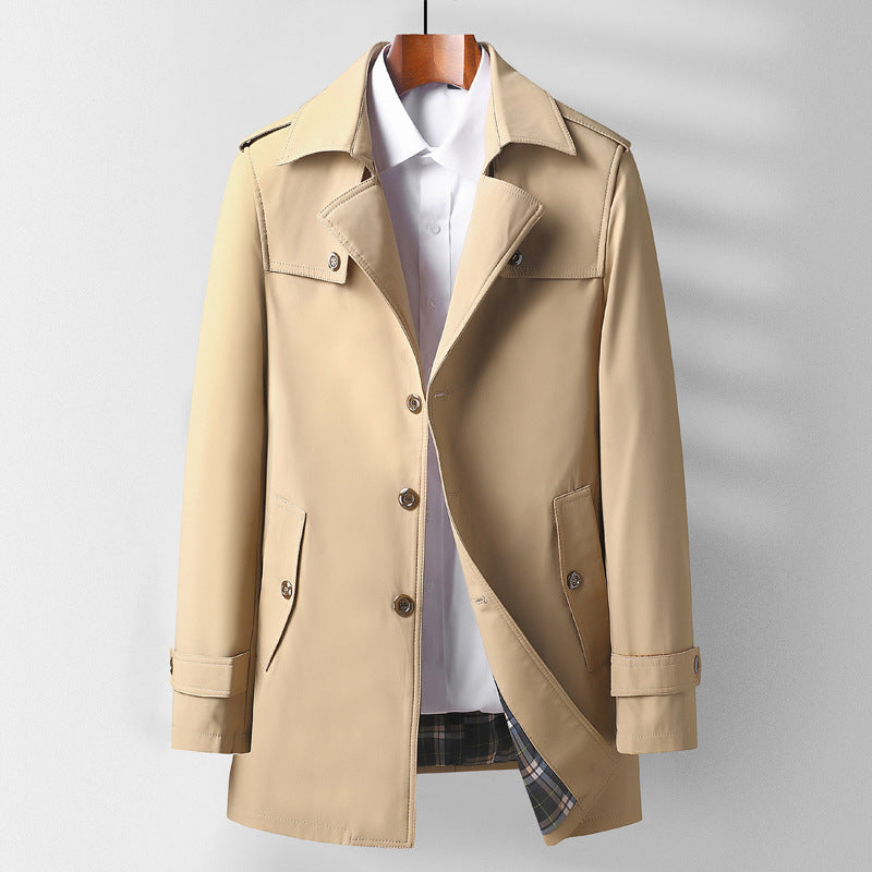 Men's Mid-length Business Casual Lapel Trench Coat